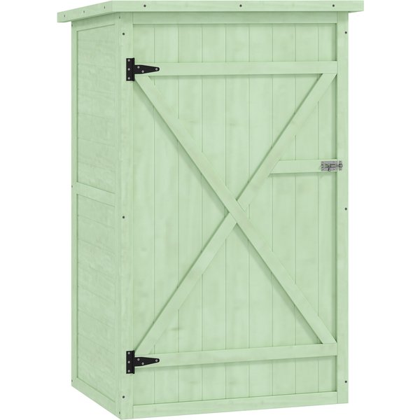 Outsunny Wooden Garden Sheds, Garden Storage Shed with Shelves and Bolt Latch, 75L x 56W x115H cm, Green Aosom UK
