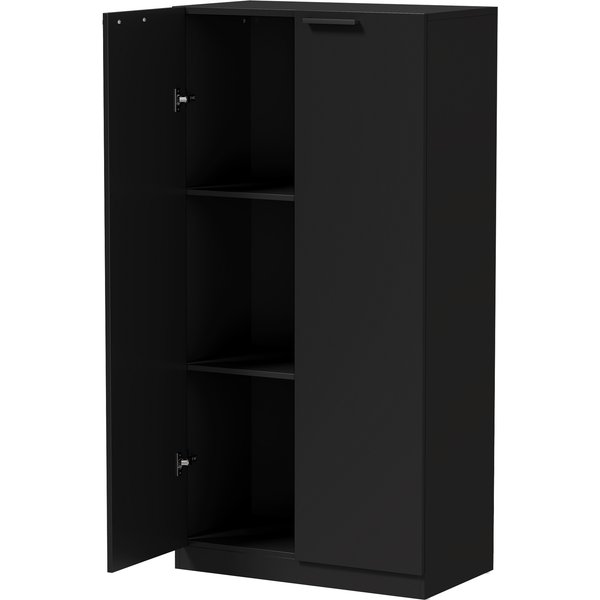 HOMCOM 120 cm Tall Storage Cabinet Cupboard, 3-Tier File Organiser Wooden Filing Cabinet, Black