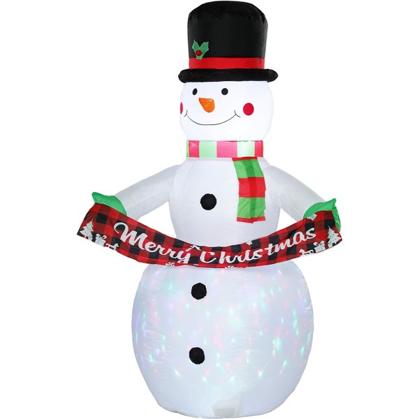 Inflatable Christmas Decoration, Outsunny 6.7FT Christmas Inflatable Snowman with Colourful LED Light | Aosom Ireland