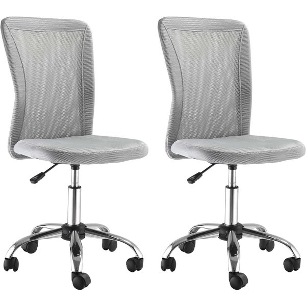 Vinsetto Lot 2 De Chaises De Bureau Ergonomique Hauteur RéGlable PièTement Chromé Pivotant 360° RevêTement Maille Gris-image