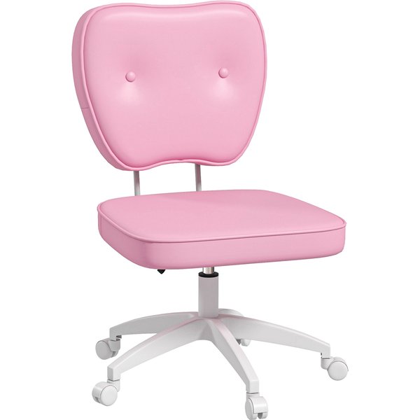 Vinsetto Kinderdrehstuhl ohne Armlehnen, höhenverstellbar 82-92H cm, belastbar bis 120 kg, rosa, ideal für Kinderzimmer & Home Office Aosom.de