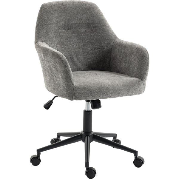 Homcom Chaise Bureau Ergonomique, Fauteuil De Bureau En Chenille Avec Hauteur RéGlable, Fonction Bascule, Gris-image