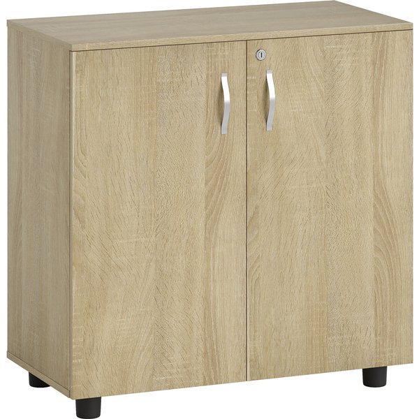 Vinsetto Two-Tier Locking Office Storage Cabinet - Oak