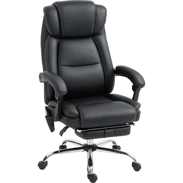 Homcom Fauteuil De Bureau Massant Et Chauffant Chaise De Bureau Avec Hauteur RéGlable Dossier Inclinable 67X72X111-119Cm Noir-image