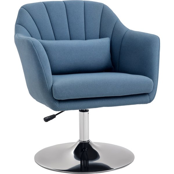 HOMCOM Swivel Accent Chair, Anti-Cat-Scratch Vanity Armchair with Adjustable Height Thick Cushion Lumbar Support Armrest for Home Office Aosom UK