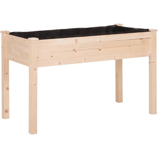 Outsunny Hochbeet 1225x565x760mm Pflanzkasten Blumenkasten Kräuterbeet mit Abflusslöchern Vliesstofftuch aus massivem Holz für Garten & Balkon Aosom.de
