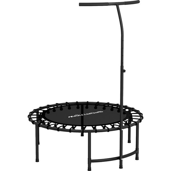 SPORTNOW Fitness Trampolin klappbar Ø102 cm Mini Trampoline mit Höhenverstellbarem Haltegriff leise Gummiseilfederung Trampolin 100kg Belastbar für Erwachsene Trampoline für Indoor Outdoor Jumping Aosom