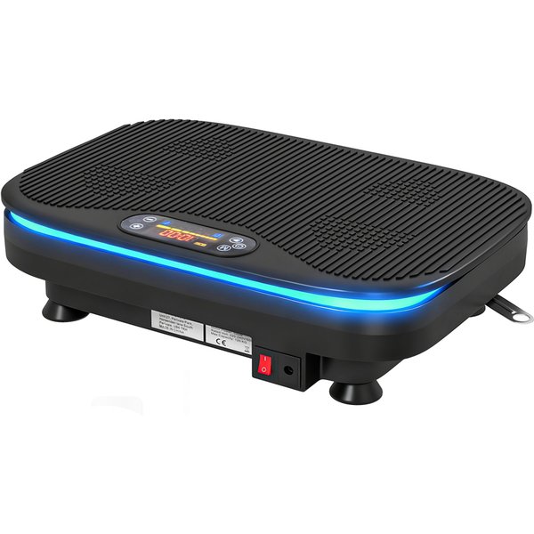 SPORTNOW Vibrationsplatte Rüttelplatte mit 99 Intensitätsstufen 3 Vorprogramm Lichtern Bluetooth Widerstandsbänder Kompakt Vibrationsgerät Vibrationstrainer für Muskelaufbau Ganzkörpertraining Aosom