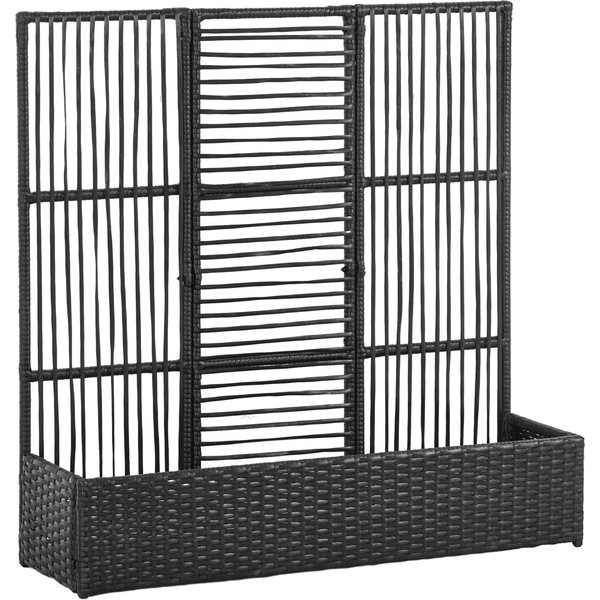 Outsunny Polyrattan Hochbeet mit Rankgitter, Blumenkasten, Pflanzenkasten, Blumenbeet, für Garten, Balkon, Schwarz, 103 x 103 x 29 cm Aosom