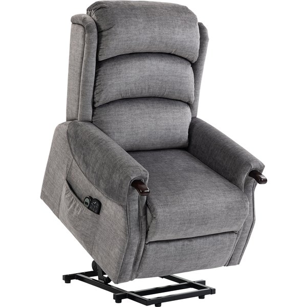 HOMCOM Power Lift Recliner with Vibration Massage and Heat, Lift Chair for Tall with Wood Grip, Pocket Spring, Light Grey | Aosom Ireland