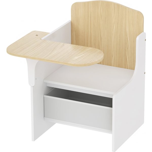AIYAPLAY Kids Table and Chair Set, Children Desk and Chair with Storage Bins for Playing, Reading, Painting, for Ages 3-5, White