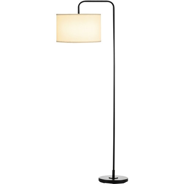 Homcom Lampadaire Sur Pied Salon En MéTal Noir Moderne Avec Abat-Jour CâBle De 180 Cm 64 X 38 X 163,5 Cm Noir-image
