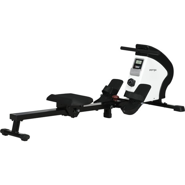 Sportnow Rameur D'appartement Pliable Silencieux Freinage MagnéTique - 8 Niveaux De RéSistance MagnéTique - éCran Lcd Multifonction - Acier Noir Blanc-image