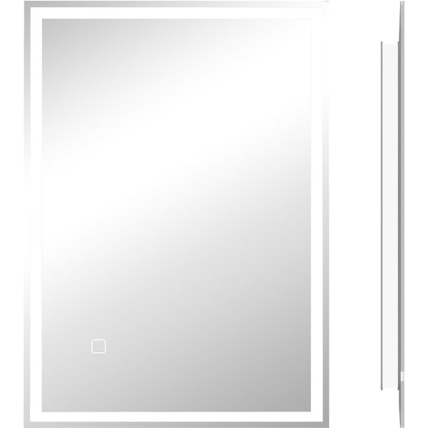 HOMCOM Badspiegel mit Beleuchtung 70 x 50 cm LED Spiegel mit Memory-Funktion Wandspiegel mit Touchschalter, Beschlagfreier Lichtspiegel mit 3 Lichtfarben Weiß Aosom