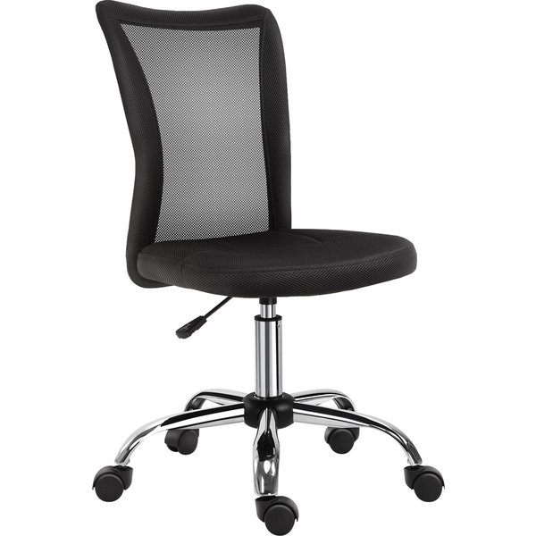 Vinsetto Fauteuil Chaise De Bureau Ergonomique Hauteur RéGlable PièTement Chromé Pivotant 360° RevêTement Maille Noir-image