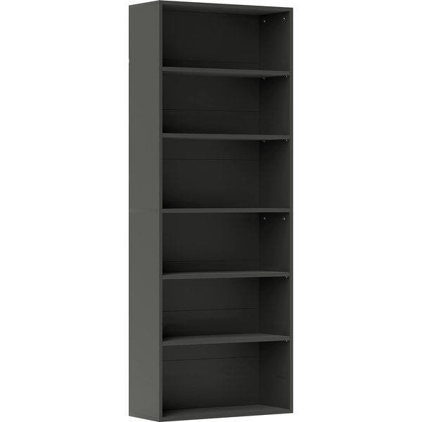 HOMCOM Six Shelf Bookcase - Black