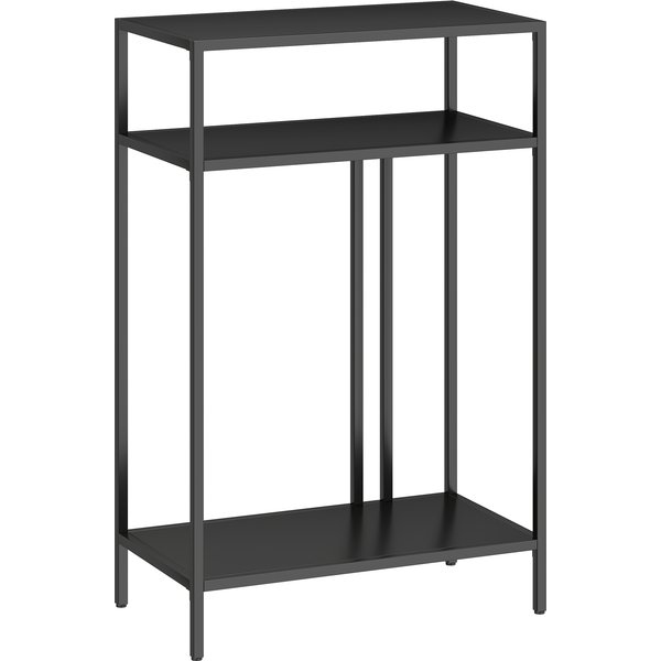 HOMCOM Konsolentisch Schmaler Flurtisch mit 3 Ebenen, Beistelltisch mit Metallrahmen im Industrie-Design, für Wohnzimmer, Flur, 55 x 30 x 85 cm, Schwarz Aosom