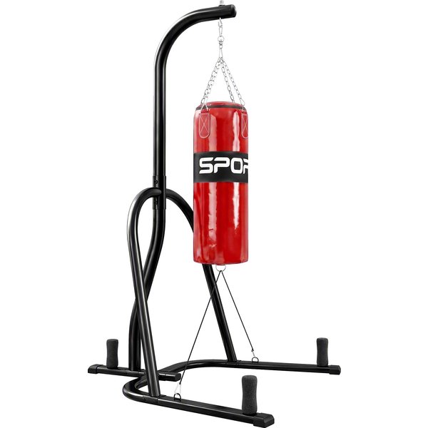 SPORTNOW Punching Bag with Stand for Adults, Freestanding Boxing Stand with Heavy Bag and Weight Plate Storage, Red | Aosom Ireland