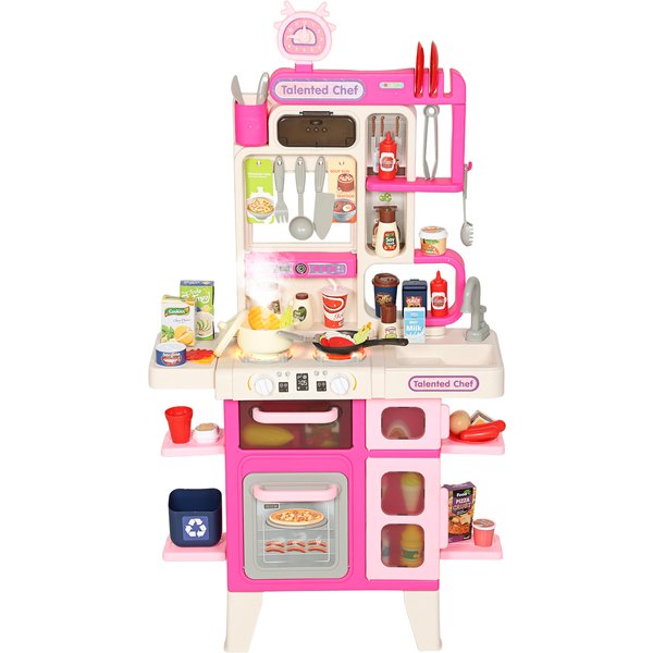 Aiyaplay Cuisine Enfant Jouet D'imitation, Dinette Pour Enfant Avec LumièRes Et Sons RéAlistes, 52,5 X 22 X 100 Cm, Rose-image