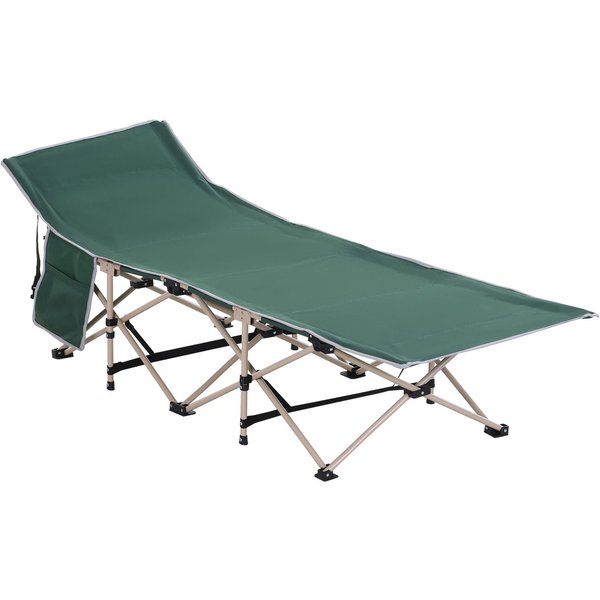 Outsunny Lit De Camping Pliable, Lit De Camp Cadre En Acier LéGer Sac De Transport Charge Max. 150 Kg 190 X 68 X 52 Cm Vert-image