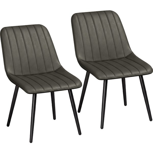 HOMCOM Faux Leather Upholstered Kitchen Chairs, Modern Dining Chairs Set of 2 with Metal Legs for Dining Room, Grey | Aosom Ireland