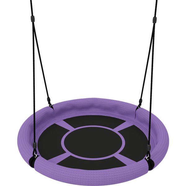 AIYAPLAY 100cm Diameter Nest Swing Seat for Kids with Height Adjustable Hanging Ropes for Outdoor, Playground, Garden, Purple