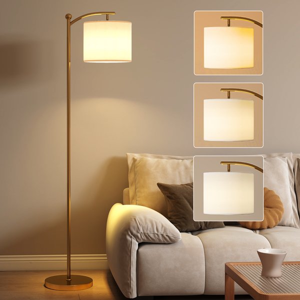 HOMCOM LED Floor Lamp with Remote Control - Gold Tone | Aosom Ireland