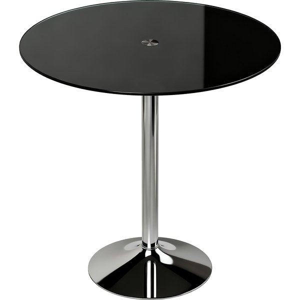 HOMCOM Round Bar Table, Modern Dining Table with Tempered Glass Top and Steel Frame for 4, 70 x 70 x 75.5cm, Black
