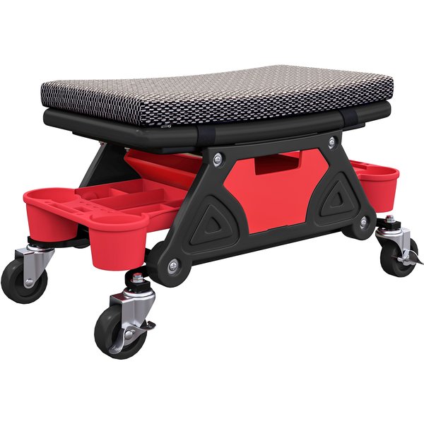 Homcom Tabouret D'atelier Mobile 135 Kg, Tabouret De MéCanicien Avec Roulettes Rotatif à 360°, 64,5 X 33 X 35 Cm, Noir-image