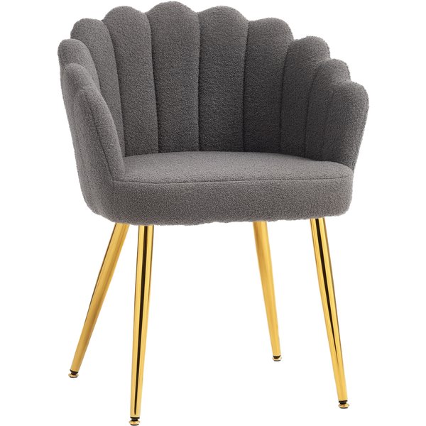 HOMCOM Lounge Chair Petal-Back Armchair Metal Metal Legs for Living Room Bedroom, Grey | Aosom Ireland
