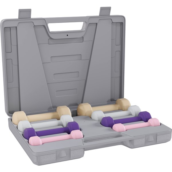 Homcom Ensemble D'haltèRes Total 10 Kg - Paires De 0,5/1/1,5/2 Kg Avec Mallette - EntraîNement Musculaire - MéTal Pu Multicolore-image