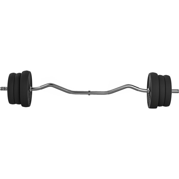 Sportnow Ensemble D'haltèRes 25 Kg Total, Barres D'haltèRe Disques De Poids Barre Longue, PoignéE AntidéRapante, Ø 25X120Cm, Noir-image