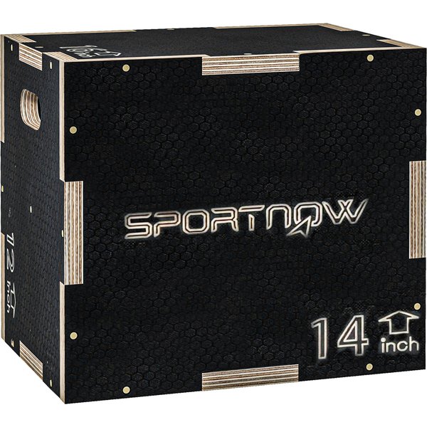 SPORTNOW 3 in 1 Plyo Box, Sprungbox aus Holz, Plyometric Plattform mit Griff, Plyometrisches Training, Sprungtrainer für Zuhause, Fitnessstudio, 40,5 x 35,5 x 30,5 cm, Schwarz Aosom