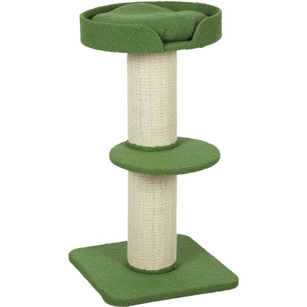 PawHut Kratzbaum 91 cm Katzenturm mit Sisalstämme, Plattform, Kissen mehrstöckiger Katzenkratzbaum, Kletterbaum, für mittelgroße Katzen, Grün Aosom