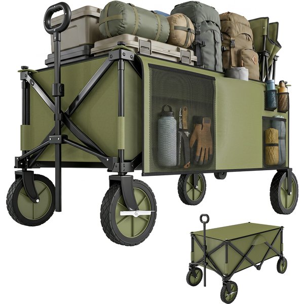 Outsunny Chariot De Jardin Pliable BâChe Amovible PoignéE TéLescopique Inclinaison RéGlable 108 X 55 X 93 Cm Vert Aosom France-image