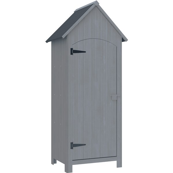 Outsunny Cabane De Jardin Abri De Jardin En Bois Armoire à Outils Cabane En Bois Toit Bitumé Gris 77,5 X 54,2 X 179,5 Cm Aosom France-image