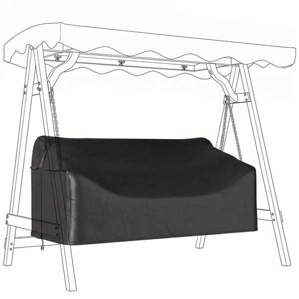 Outsunny Hollywoodschaukel Abdeckung 3 Sitzer, Wasserdicht Winddicht Schutzhülle für Gartenschaukel, UV-Beständig Abdeckplane für Hängesessel, Gartenmöbel, 185 x 76 x 81 cm Schwarz Aosom