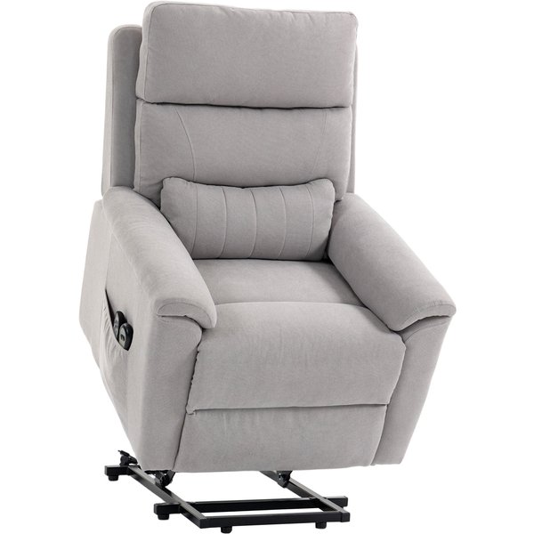 HOMCOM Power lift recliner chair with Massage and Heat, Terry Cloth Electric Lift Chair with Spring Cushion, Light Grey