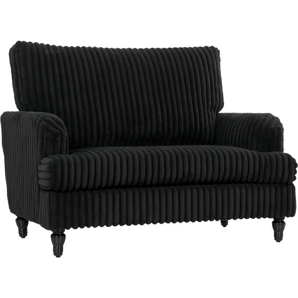 HOMCOM Corduroy Single Sofa Armchair, Modern Accent Chair with Stripes, Turned Legs and Wide Seat, Black