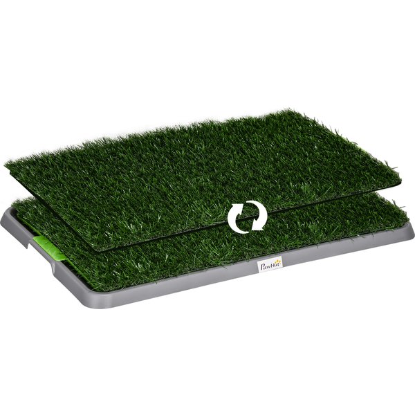 PawHut Hundetoilette Hundeklo mit 2 Grasmatten, Tablett für Töpfchentraining, Welpentoilette Indoor Outdoor, grün 67 x 41 cm Aosom.de