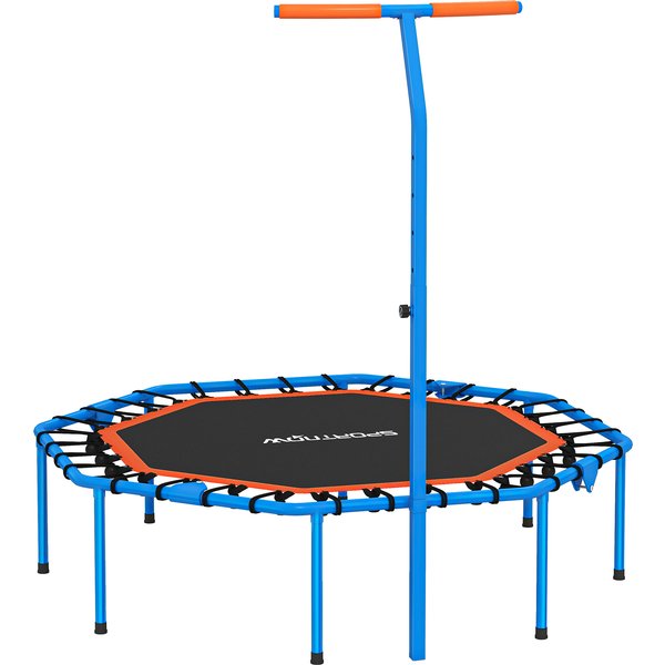 SPORTNOW Fitness Trampolin klappbar Ø128 cm Mini Trampoline mit 5-Stufig Höhenverstellbarem Haltegriff, leise Gummiseil, Trampolin für Erwachsene, Trampoline für Indoor Outdoor Jumping Aosom
