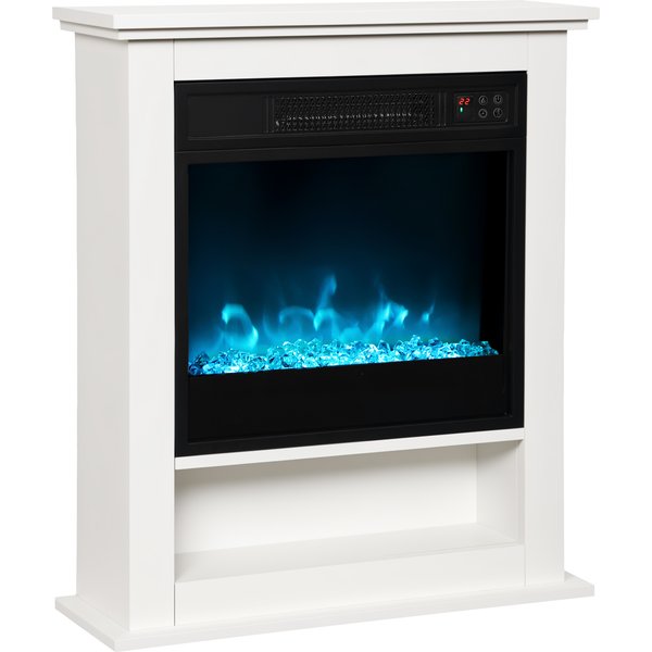 HOMCOM 1800W Adjustable Faux Flame Electric Fireplace - White | Aosom Ireland