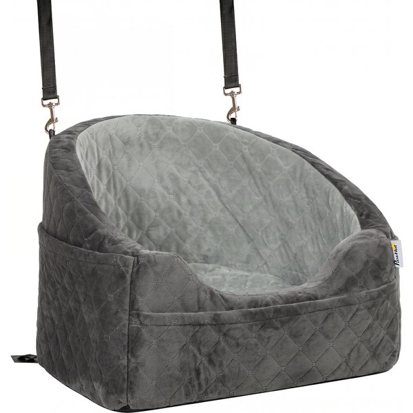 PawHut Dog Car Seat, Detachable Washable Dog Booster Seat with Thick Cushion, Seat Belt, Pockets for Small Under 10kg, Grey | Aosom Ireland