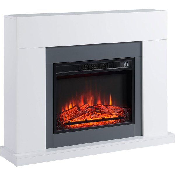 HOMCOM 44" Electric Fireplace Suite with Remote Control, 2000W Freestanding Fireplace Heater with LED Flame Effect, Overheat Protection, 7-Day Programmable Timer, White | Aosom Ireland