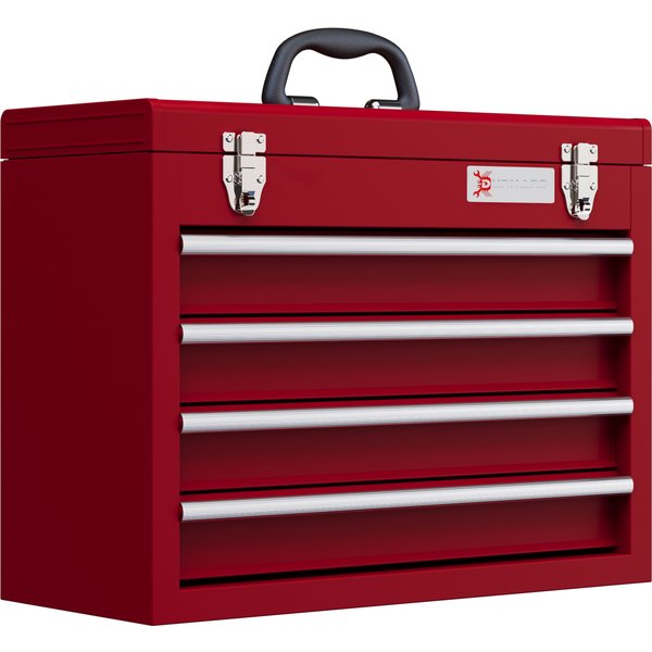 Durhand BoîTe à Outils Avec 4 Tiroirs, Compartiment SupéRieur, Serrures En Acier, PoignéE, 51X22X39,5 Cm, Rouge-image