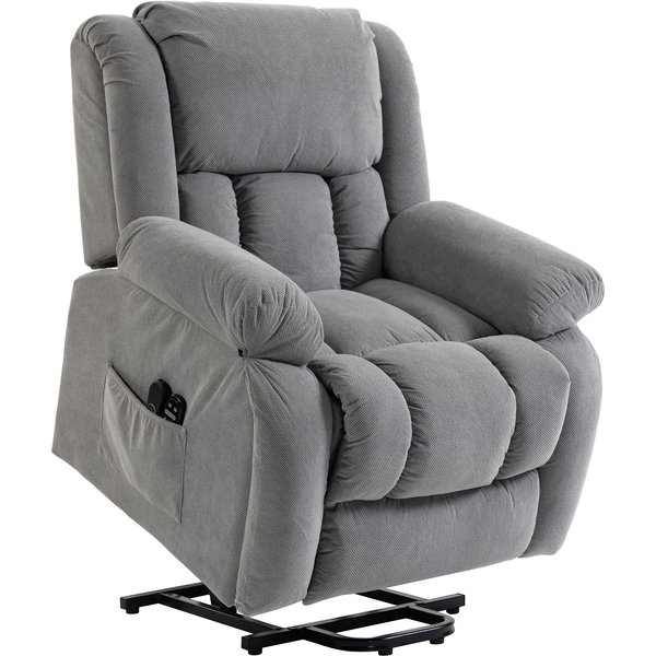 HOMCOM Recliner Armchair Lift Chair, Electric Recliner Chair with Vibration Massage and Heat, Wide Seat, USB Port, Light Grey | Aosom Ireland