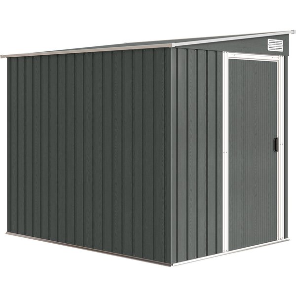 Outsunny 7 x 5ft Galvanised Metal Shed, with Sliding Door - Light Grey