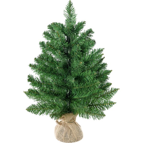 HOMCOM Weihnachtsbaum Tisch 0,6 m kleiner Christbaum Kunsttanne 70 Zweige Leinen PVC Zement Grün Ø35 x 60 cm für festliche Dekoration Aosom.de