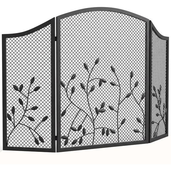 HOMCOM 3-Panel Folding Fireplace Screen for Hearth Protection, Heat-Resistant Metal Fire Spark Guard, Black | Aosom Ireland