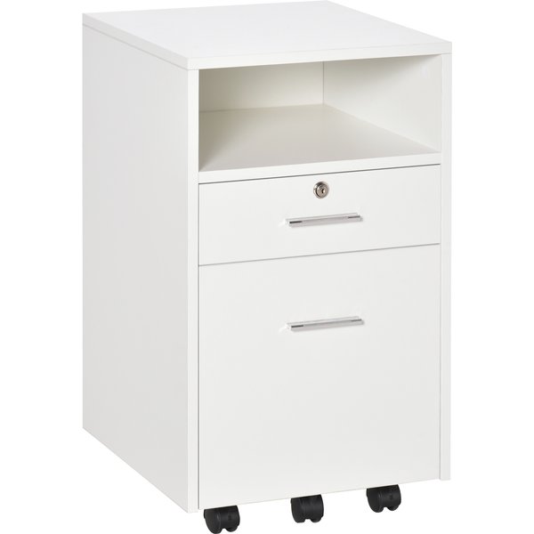 Vinsetto Lockable Mobile File Cabinet Storage Cupboard for Home Office, Bedroom, Living Room with Wheels, 39.5x40x60cm, White Aosom UK